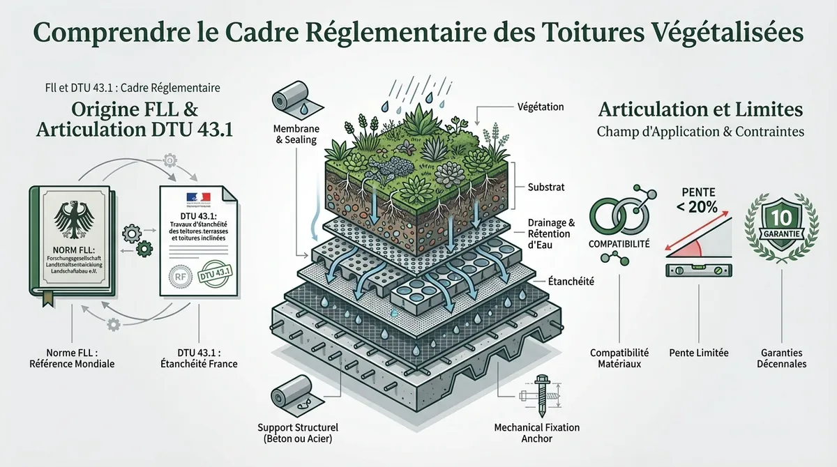 Réglementation et normes FLL pour l'étanchéité des toits végétalisés