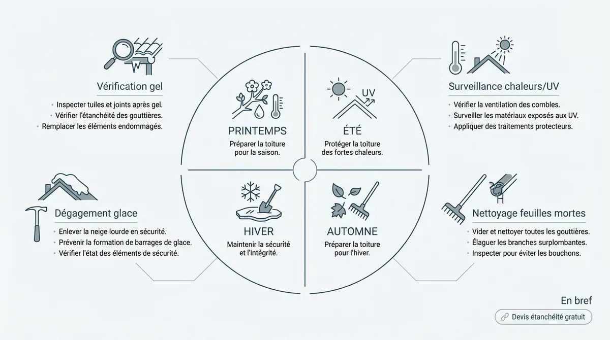 Calendrier annuel de maintenance pour l'entretien préventif d'un toit terrasse