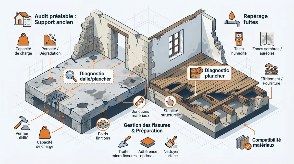Diagnostic technique d'une dalle de toit terrasse ancienne avant travaux d'étanchéité